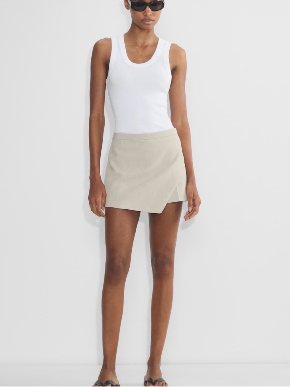 Aritzia Taupe Wrap-Front Skort